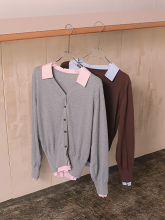 シャツドッキングニットカーディガン 春夏 カーディガン