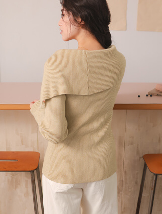 アシンメトリーオフショルダーニットトップス 春夏 トップス