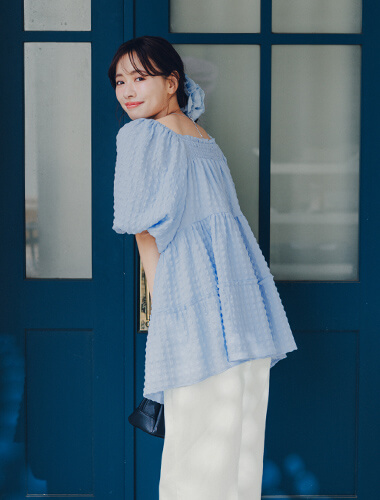 赤埴奈津子 ティティベイト コラボ スクエアチュニックトップスシュシュセット