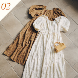 赤埴奈津子　ティティベイト コラボ エアリーバックリボンワンピース