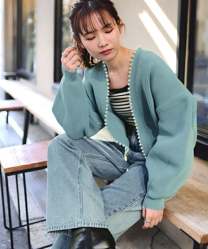 高品質カシミヤ90しっとりと柔らかい着心地抜群真珠飾り付き上品カーディガンＬ 高品質カシミヤ90しっとりと柔らかい着心地抜群真珠飾り付き上品