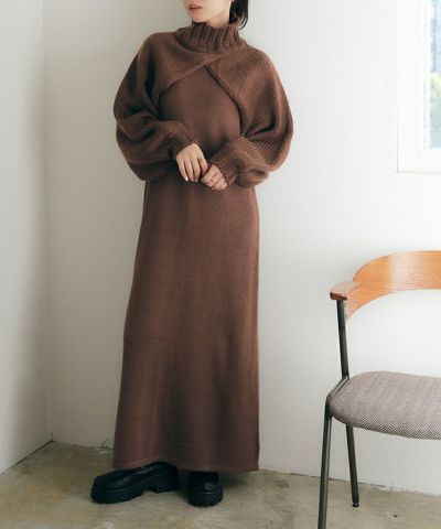 ローゲージトップスレイヤードニットワンピース | titivate