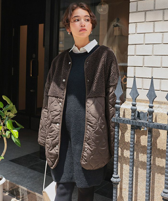 ボア切替キルティングショートコート | titivate