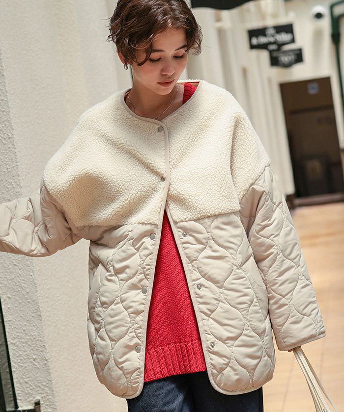 ボア切替キルティングショートコート | titivate