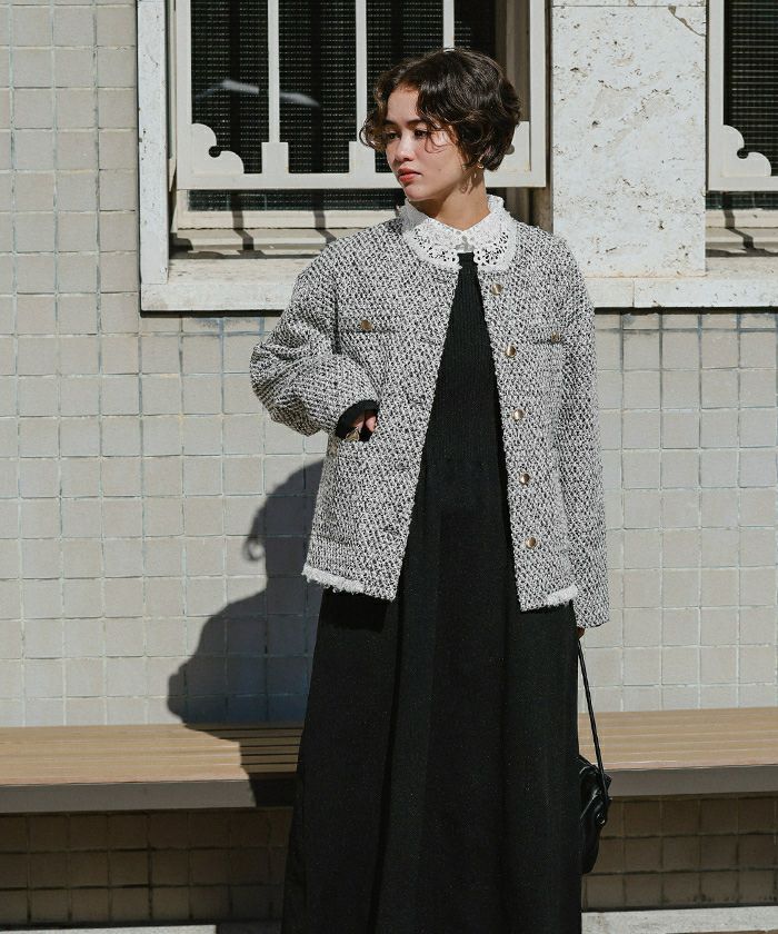 定価15万 sacai 22SS フレアツイードジャケット オフホワイト 定価15万 sacai 22SS フレアツイードジャケット オフホワイト ツイード