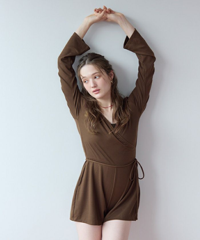 細リブカシュクールオールインワン/ラッシュガード【SEADRESS