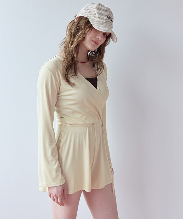 細リブカシュクールオールインワン/ラッシュガード【SEADRESS