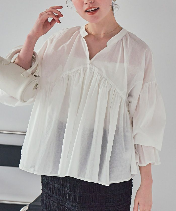 INDIBAキャパキャンディ(溝なし) キャンディースリーブギャザーブラウス | titivate