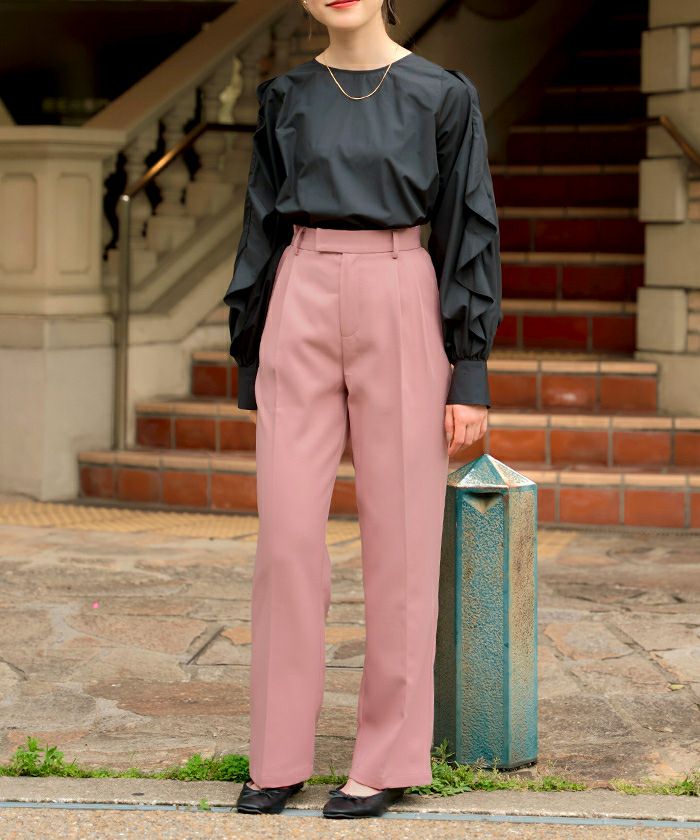 ツータックセンタープレスワイドパンツ | titivate