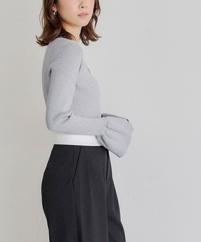 クルーネックベルスリーブニット | titivate