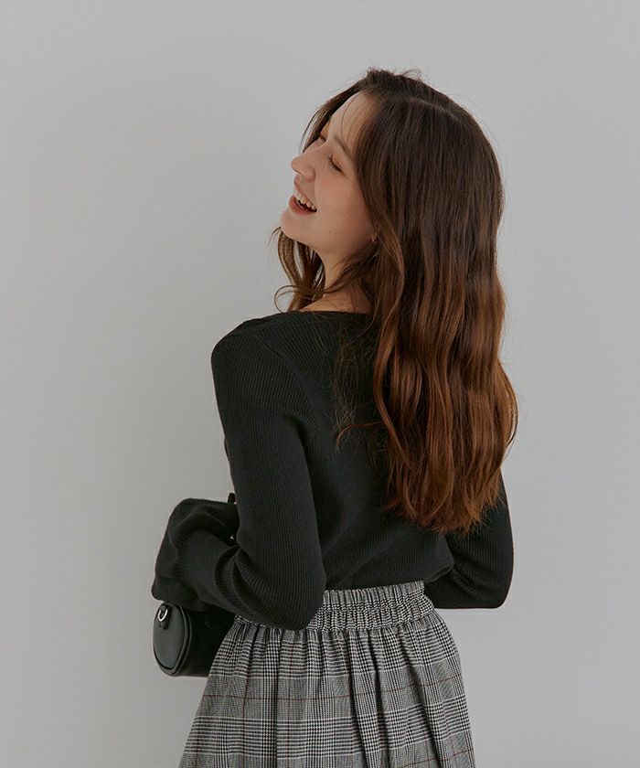 ボートネックベルスリーブニット | titivate