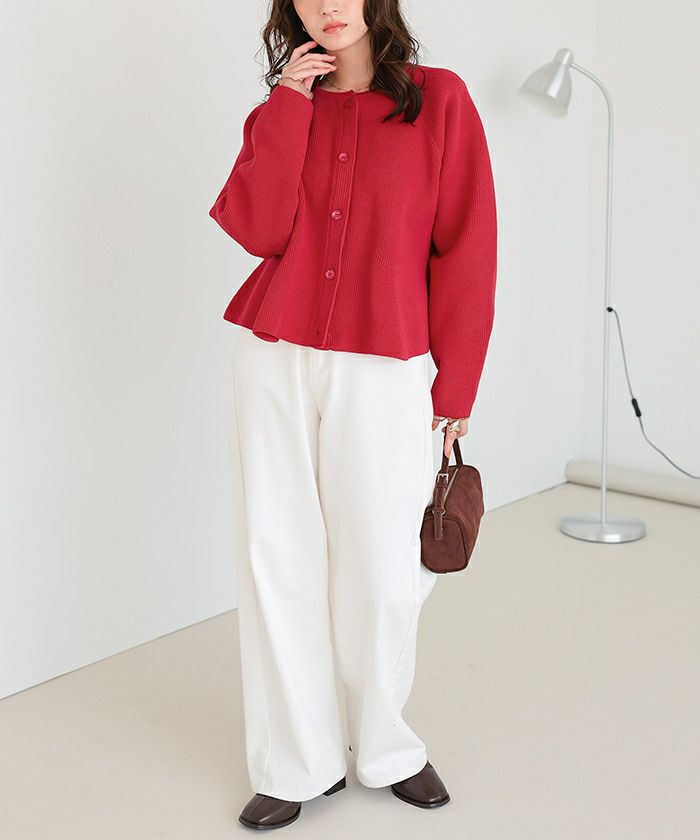 ペプラムデザインニットカーディガン | titivate