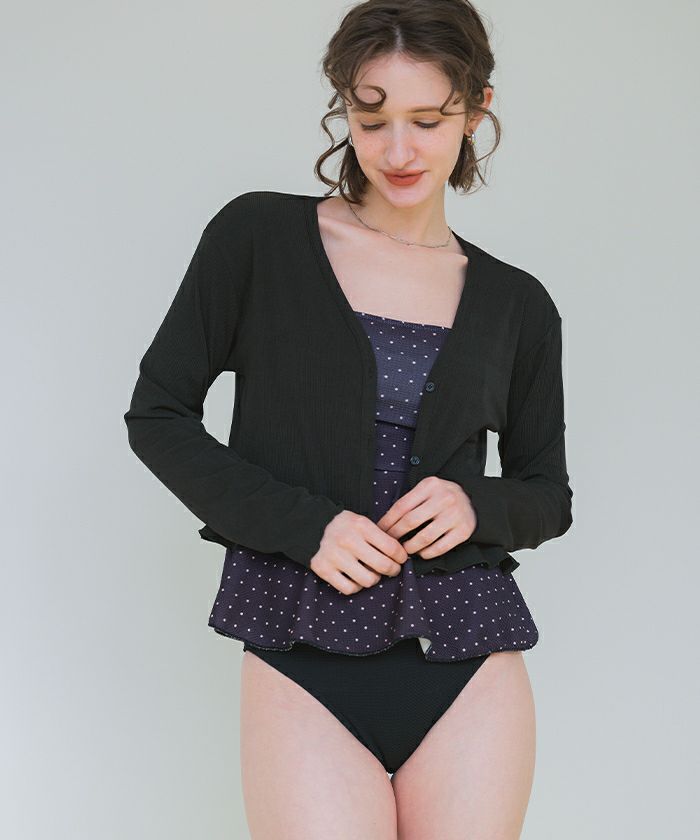 ★美品・紙タグ付き★ nagonstans バックフレアカーディガン 黒 PLUS】フレアニットカーディガン｜WOMEN｜250ISP70-032C｜AZUL BY