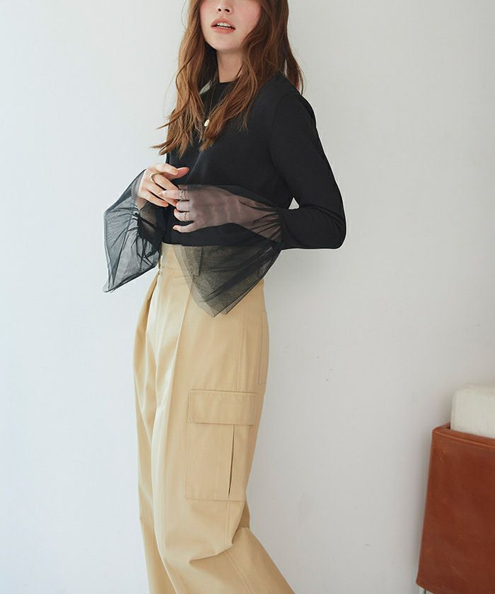 まぁ【美品】BALENCIAGAストライプフリル袖トップス まぁ【美品】BALENCIAGAストライプフリル袖トップス フリル袖異