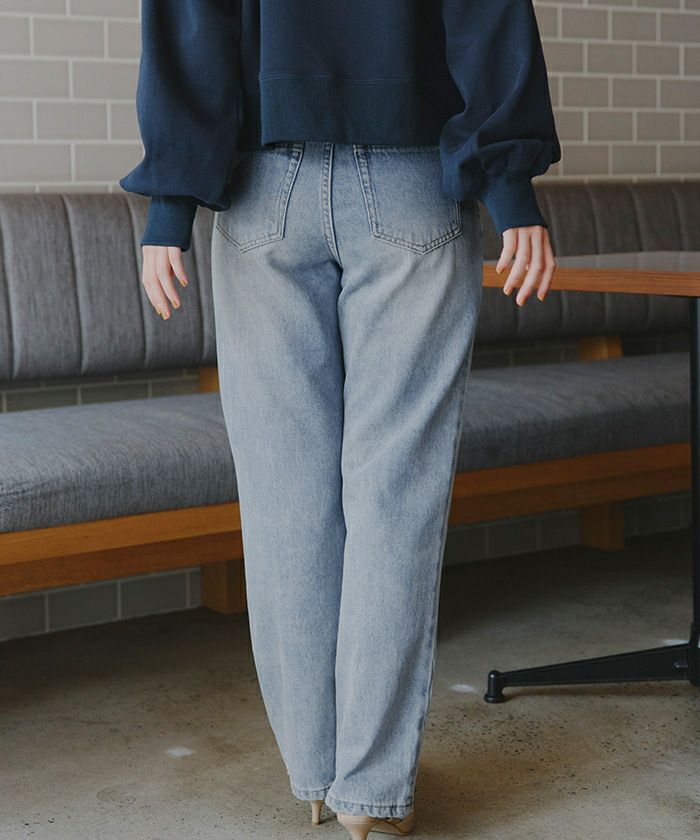 ハイウエスト君 ハイウエストストレートデニムパンツ | titivate