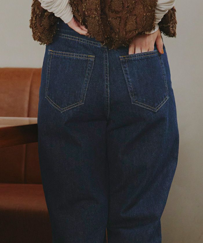 ハイウエストセミワイドデニムパンツ | titivate