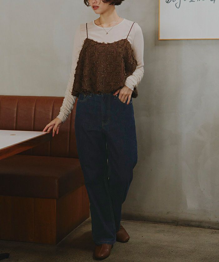 【ぶち】ページ　　リクエスト商品のため ハイウエストセミワイドデニムパンツ | titivate