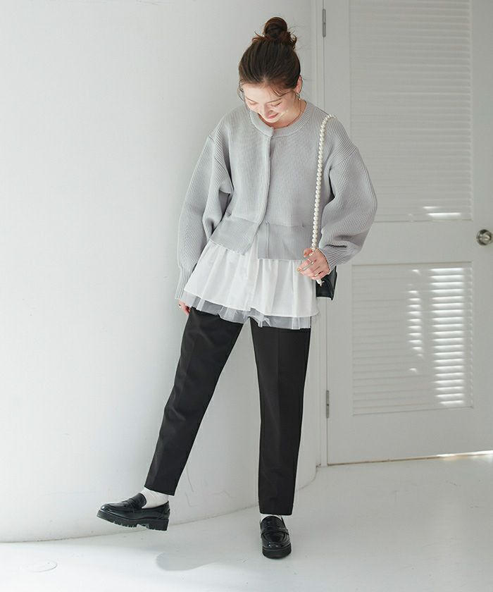 ペプラムレイヤードニットカーディガン | titivate