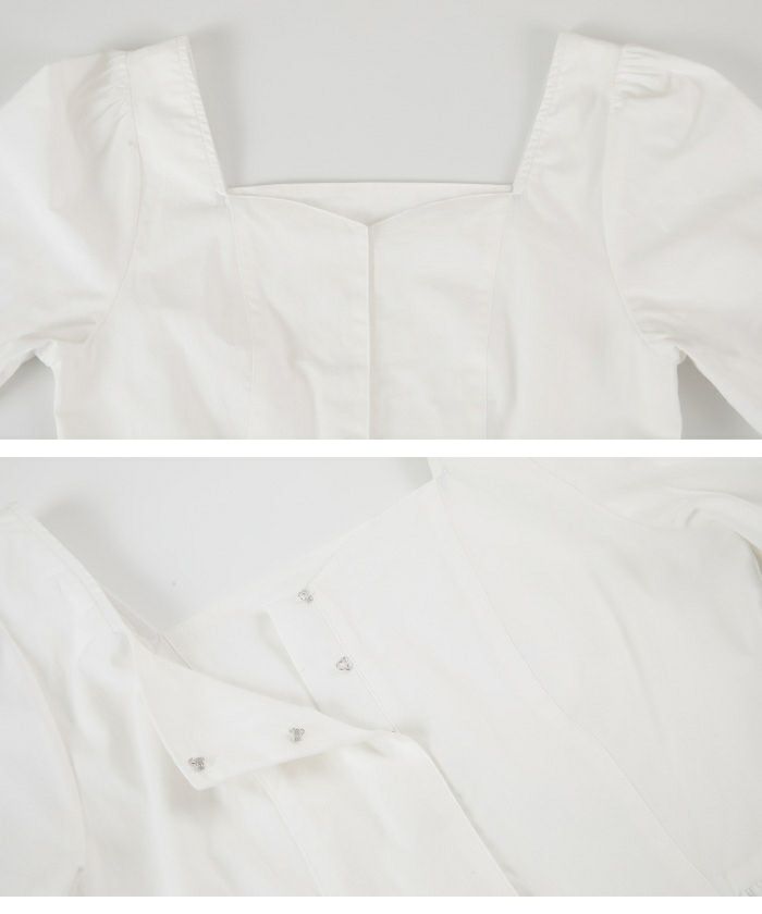 twill スクエアネックデザインブラウス twill スクエアネックデザインブラウス