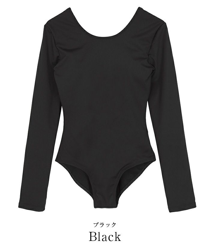 シードレス　バックオープン　水着　ブラック　新品 楽天市場】バックオープン長袖シンプルワンピース/水着