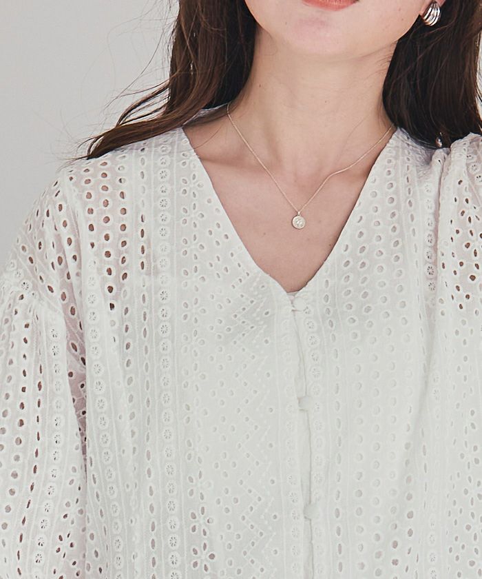 【美品】　エリータハリ　猛暑に映える大人の純白コットンレースワンピース M エリータハリ ELIE TAHARI 定価328ドル♪クロシェレーストップの