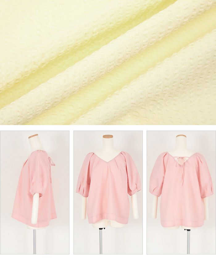 min·.④4L~5L *パフスリーブVネックカットソー　夏　大きいサイズ GOLDJAPAN 大きいサイズ レディース トップス カットソー 半袖 V