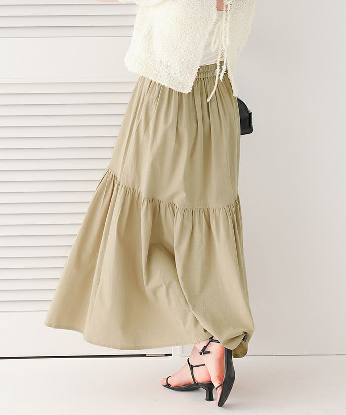 コットン混ティアードデザインスカート | titivate