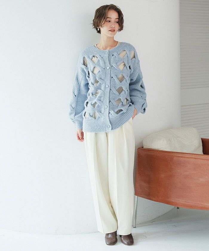 前後2wayスラッシュケーブルニット | titivate