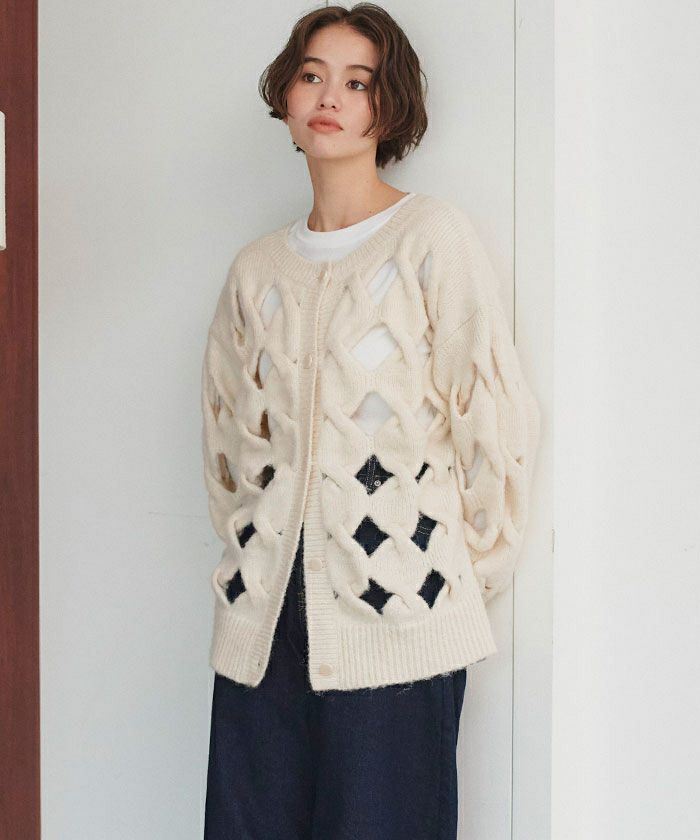 前後2wayスラッシュケーブルニット | titivate