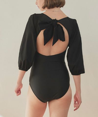 ビッグリボン×パフスリーブワンピース/水着【SEADRESS シードレス