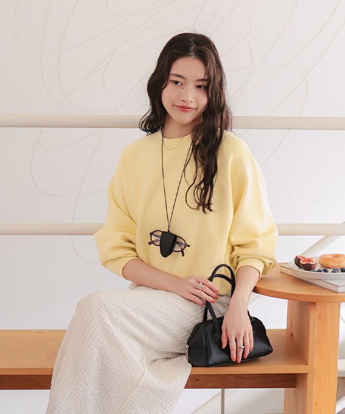 スウェットライククルーネックニット | titivate