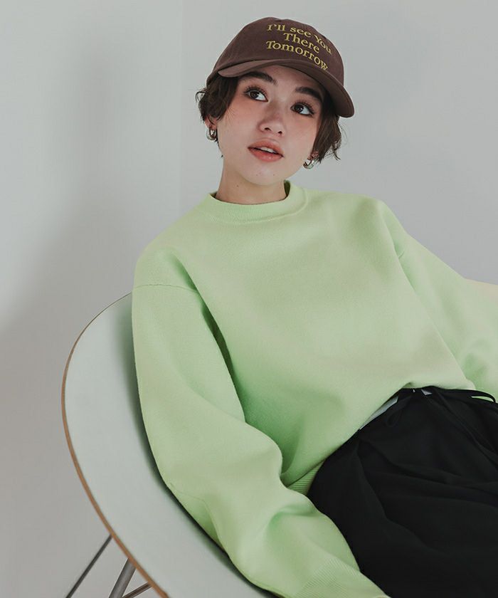 スウェットライククルーネックニット | titivate