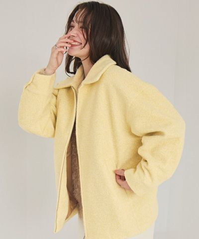 フェイクウールミドル丈ステンカラージャケット | titivate