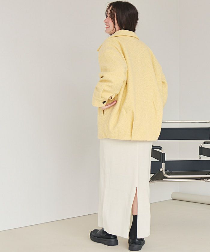 ナイス玉アウター（グレー・イエロー） URBAN RESEARCH（アーバンリサーチ）の「super140ノーカラーミディ