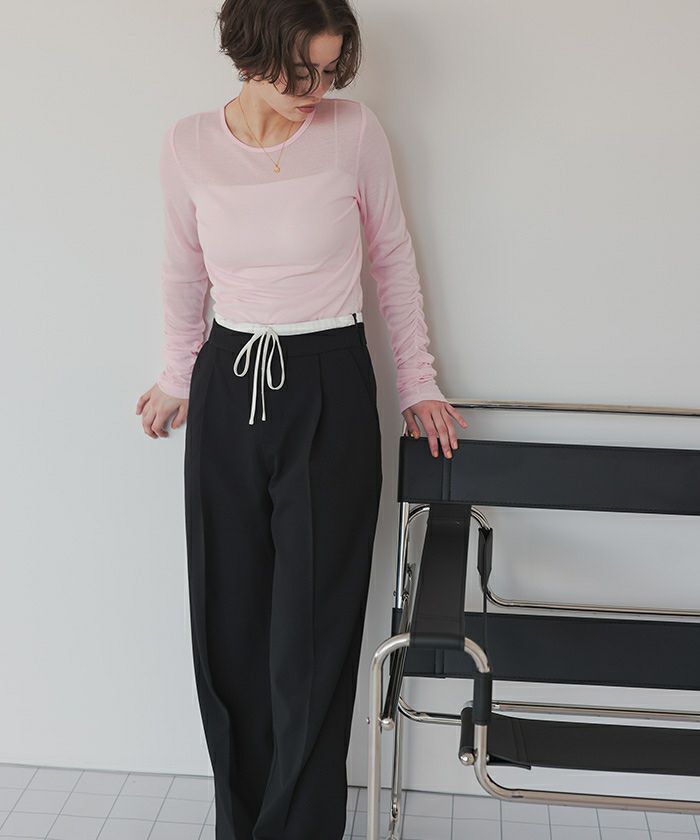 袖シャーリングシアートップス【メール便可／60】 | titivate