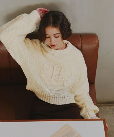 透かし編み刺繍クロップドプルオーバー | titivate