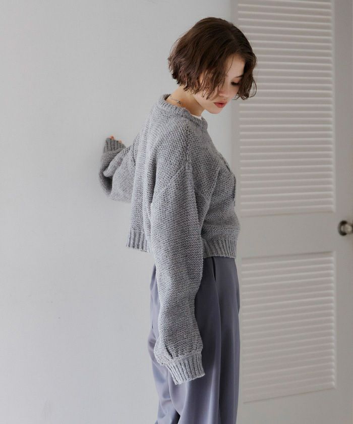 透かし編み刺繍クロップドプルオーバー | titivate