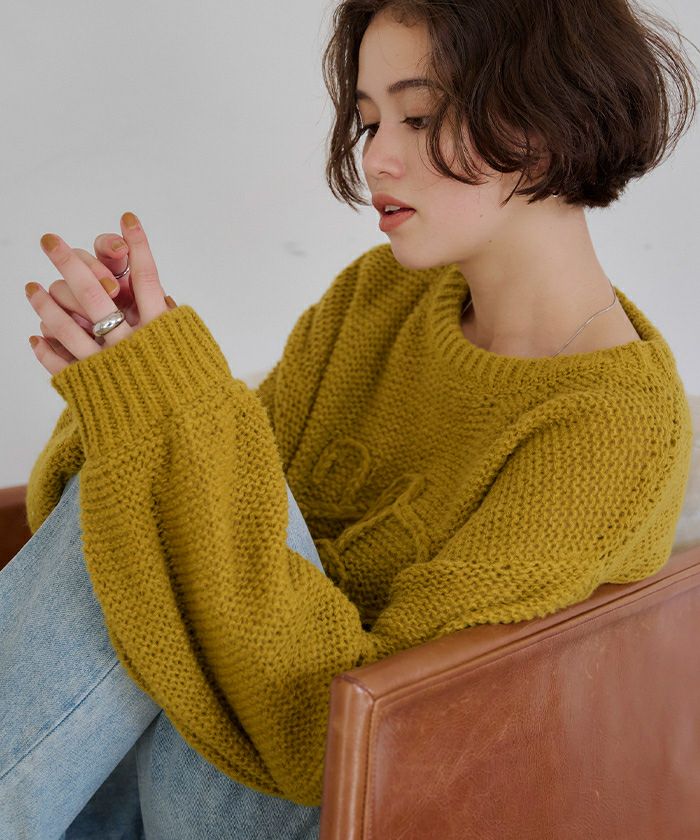 透かし編み刺繍クロップドプルオーバー | titivate