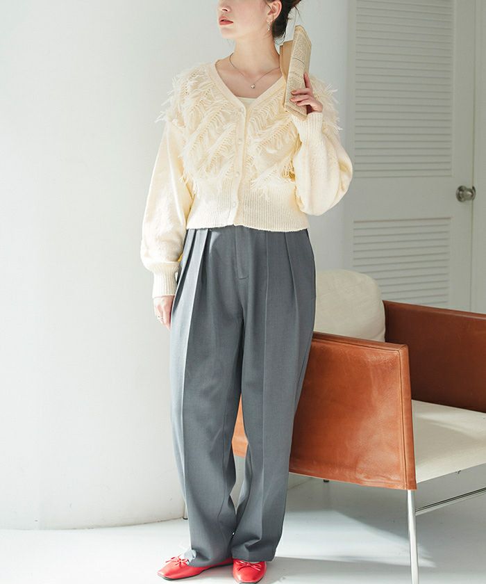 クロップドフリンジニットカーディガン | titivate