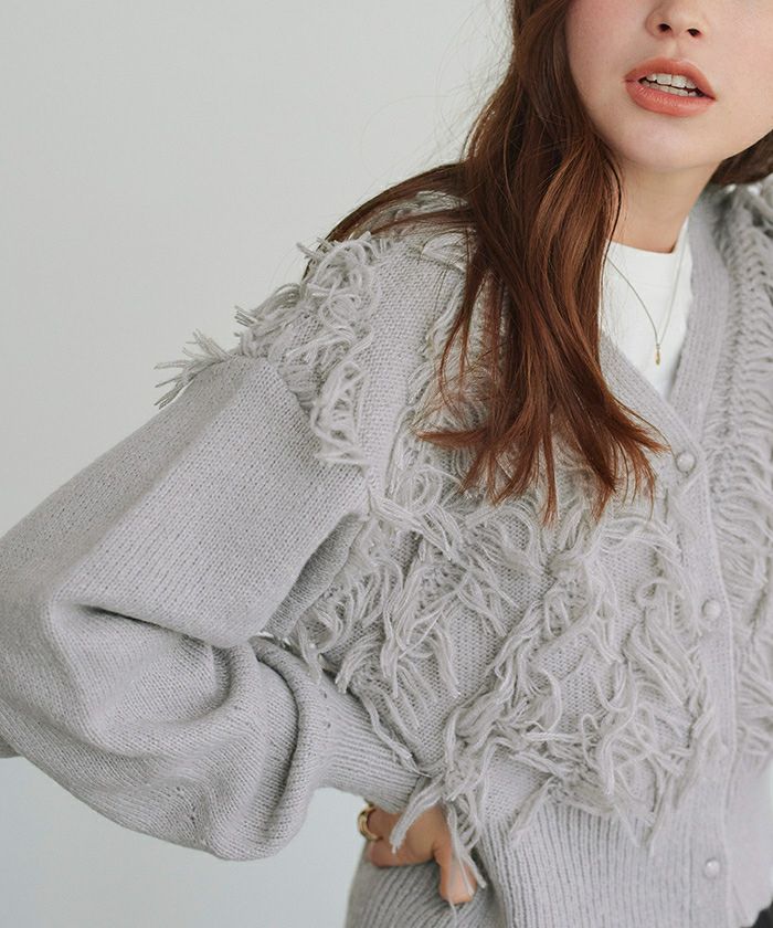 クロップドフリンジニットカーディガン | titivate