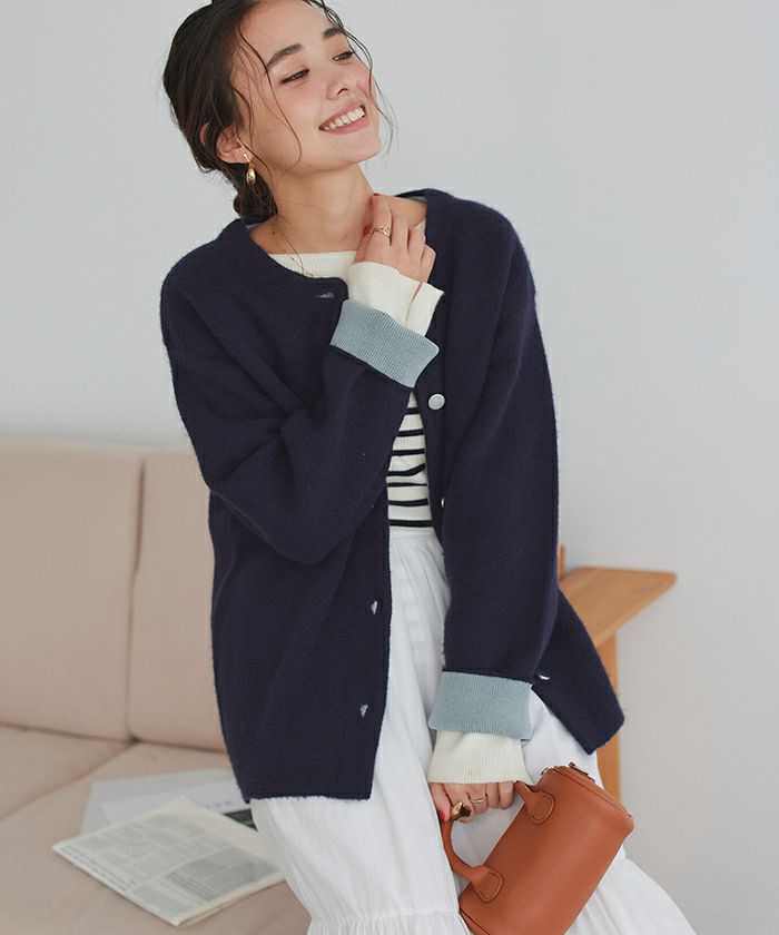 TODAYFUL /ダブルフェイスニットカーディガン LE CERCLE par rope' カーディガン ダブルフェイスニット
