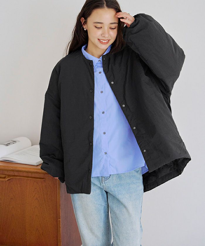 JCREW 中綿入りノーカラージャケット h104d5133.jpg