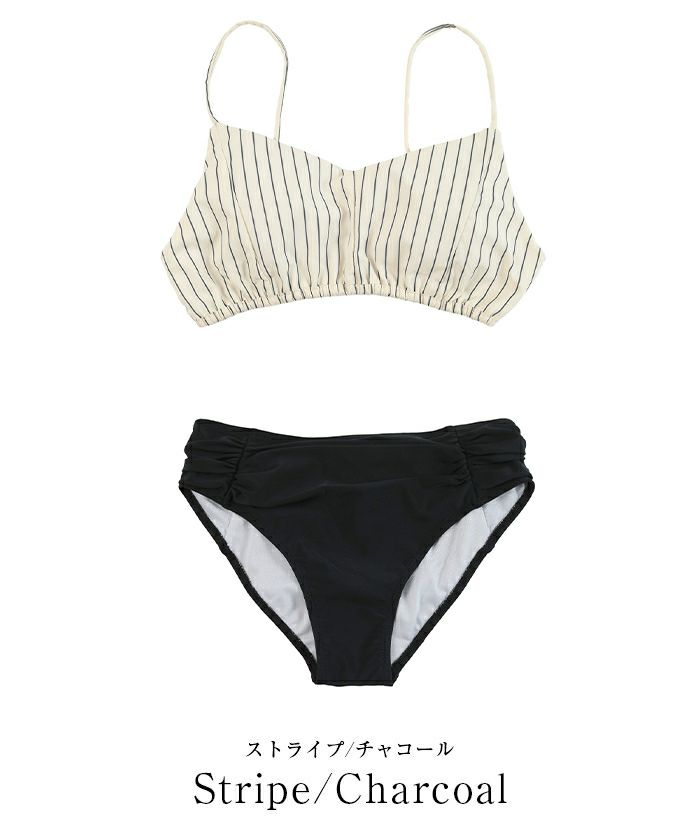 【こう】VEATM ストライプ水着 Mサイズ 黒/水色 こう】VEATM ストライプ水着 Mサイズ 黒/水色 こう】VEATM ストライプ