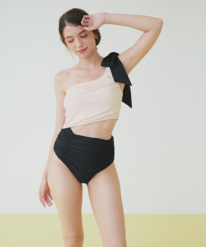 ワンショルダーカットアウトワンピース/水着【SEADRESS シードレス