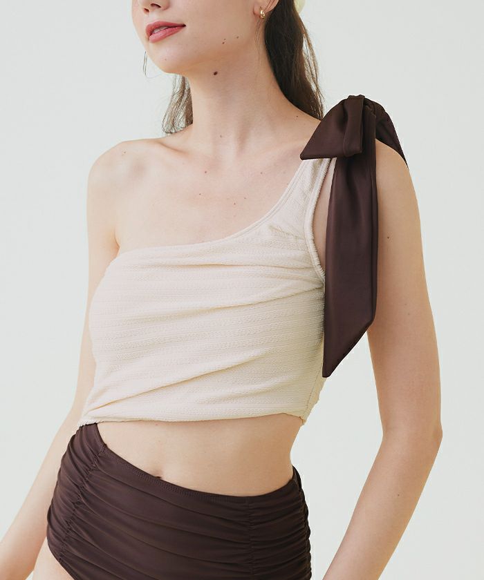 ワンショルダーカットアウトワンピース/水着【SEADRESS シードレス