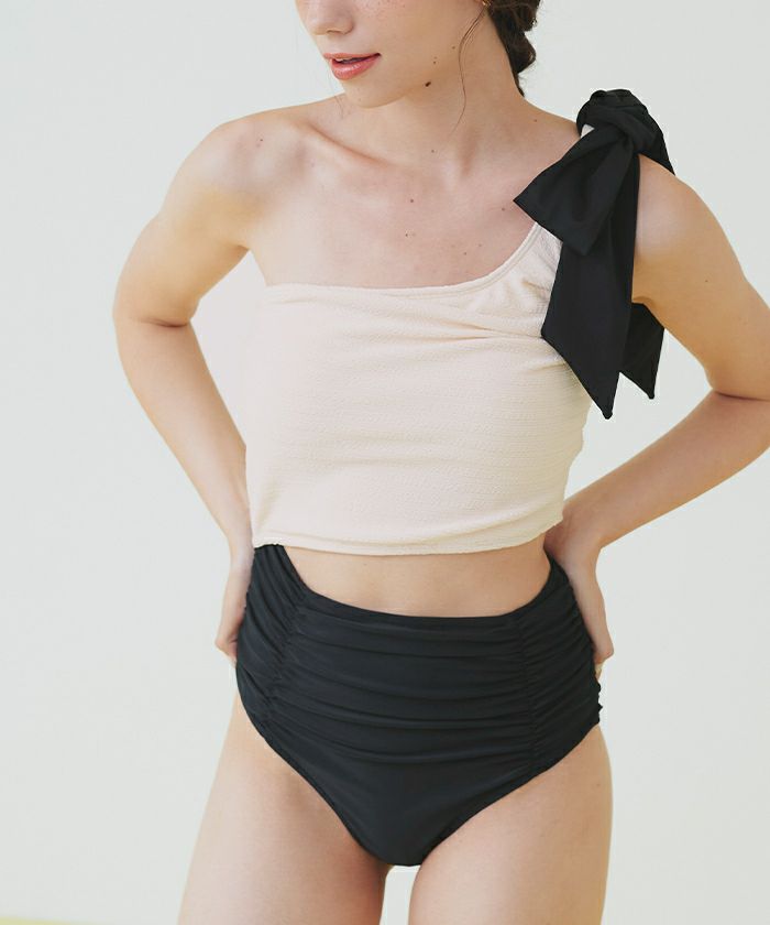 ワンショルダーカットアウトワンピース/水着【SEADRESS シードレス