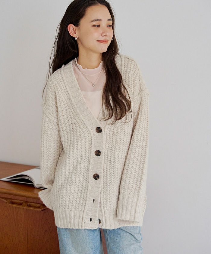 ミックス糸Vネックニットカーディガン | titivate