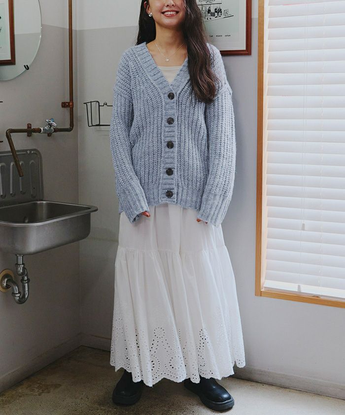 ミックス糸Vネックニットカーディガン | titivate