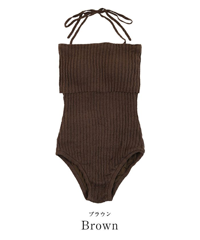 太リブニットデザインワンピース/水着【SEADRESS シードレス
