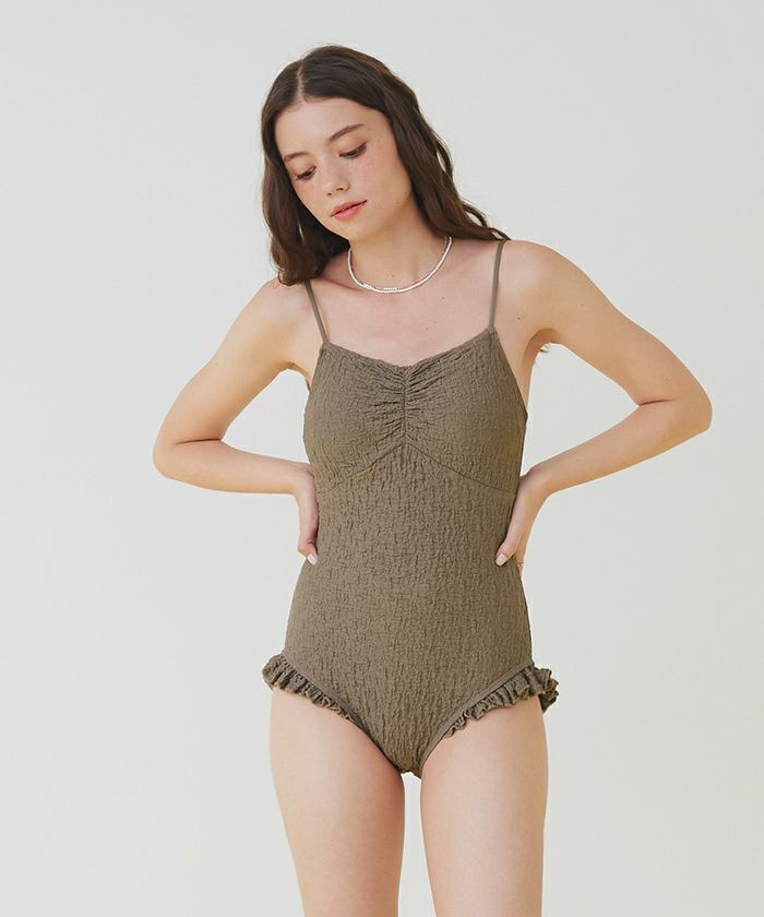 piumフリル付きワンピース水着 piumフリル付きワンピース水着 花柄ラッフルフリルワンピース